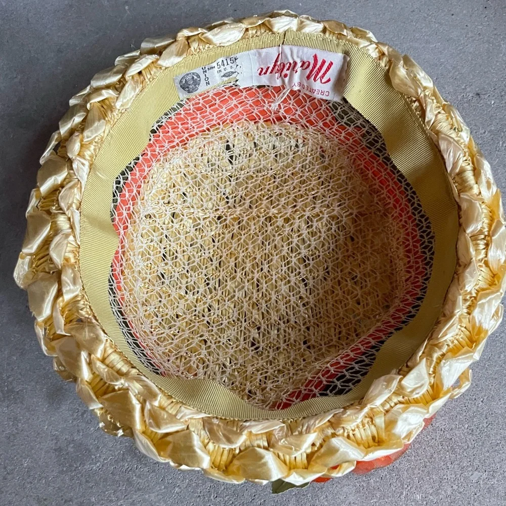 1950s Created by Marilyn Floral‎ Straw Hat - Picture 6 of 6